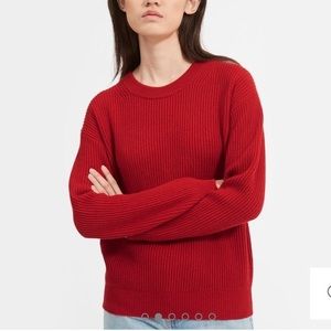 Everlane The Cashmere Rib Round Crew Sweater, Red, Size Small